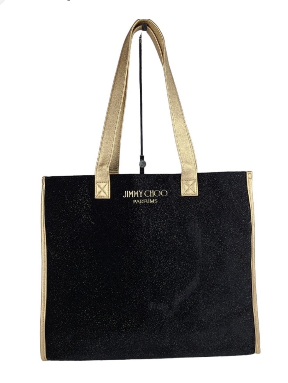 JIMMY CHOO Parfums Black & Metallic Gold Shimmery Tote Bag NWOT